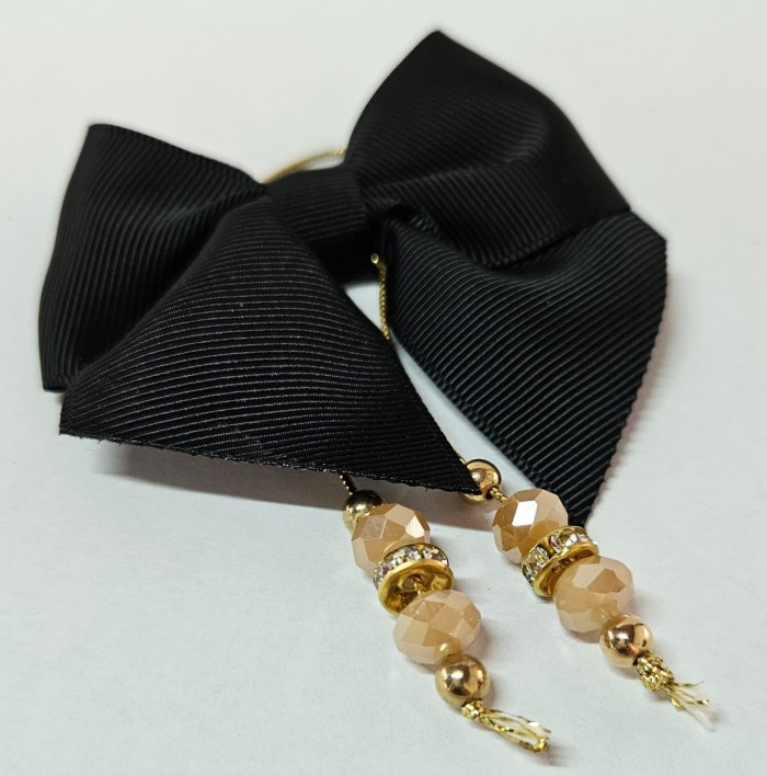 Laço Gorgurão Preto - detalhe dourado