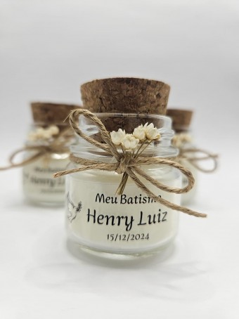 Mini vela aromática lembrancinha - tampa Rolha  - 30 gramas - Personalizada