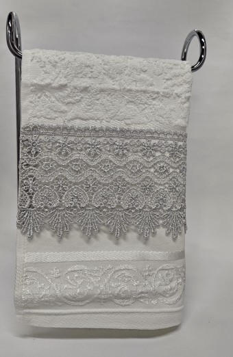 Toalha de Lavabo - Karsten - 50 x 33 - Branca - Gripper Prata