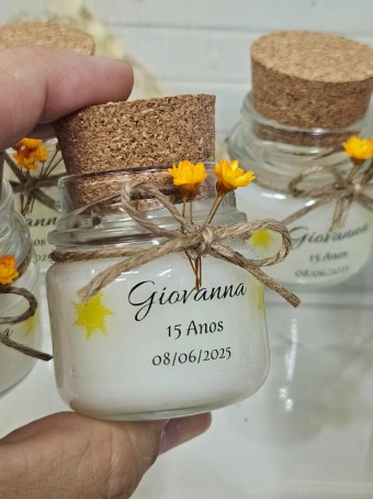 Mini vela aromática lembrancinha - tampa Rolha  - 30 gramas - Personalizada