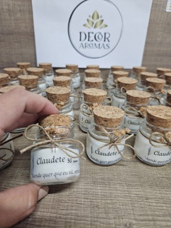 Mini vela aromática lembrancinha - tampa Rolha  - 30 gramas - Personalizada