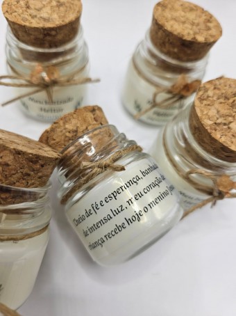 Mini vela aromática lembrancinha - tampa Rolha  - 30 gramas - Personalizada