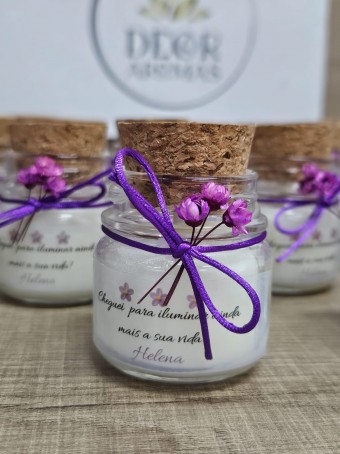 Mini vela aromática lembrancinha - tampa Rolha  - 30 gramas - Personalizada