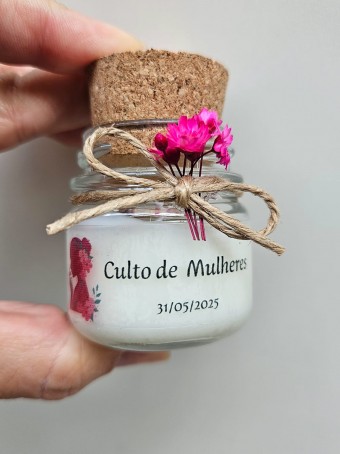 Mini vela aromática lembrancinha - tampa Rolha  - 30 gramas - Personalizada