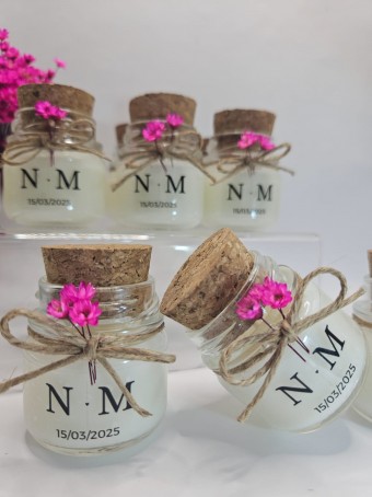 Mini vela aromática lembrancinha - tampa Rolha  - 30 gramas - Personalizada