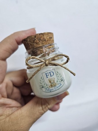 Mini vela aromática lembrancinha - tampa Rolha  - 30 gramas - Personalizada