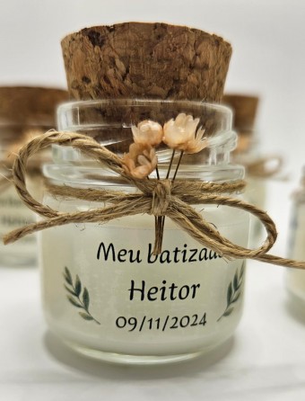 Mini vela aromática lembrancinha - tampa Rolha  - 30 gramas - Personalizada
