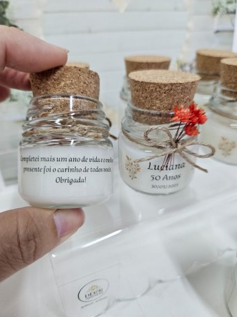 Mini vela aromática lembrancinha - tampa Rolha  - 30 gramas - Personalizada