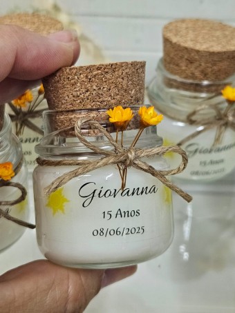Mini vela aromática lembrancinha - tampa Rolha  - 30 gramas - Personalizada