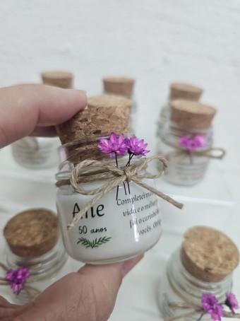 Mini vela aromática lembrancinha - tampa Rolha  - 30 gramas - Personalizada