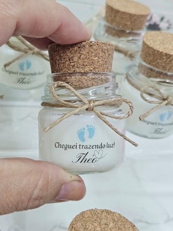 Mini vela aromática lembrancinha - tampa Rolha  - 30 gramas - Personalizada