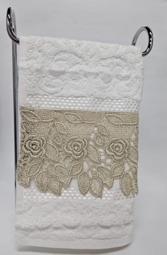 Toalha de Lavabo - Karsten - 50 x 33 - Branca - Gripper Dourado