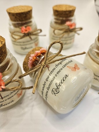 Mini vela aromática lembrancinha - tampa Rolha  - 30 gramas - Personalizada