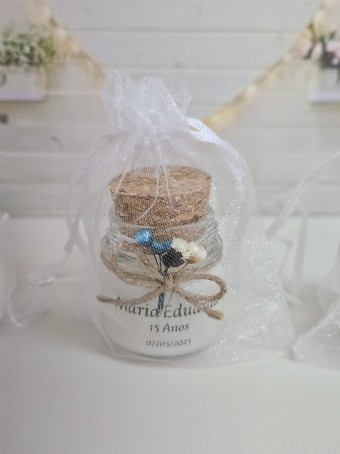 Mini vela aromática lembrancinha - tampa Rolha  - 30 gramas - Personalizada com organza