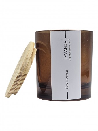 Vela Agata Ambar Lavanda - 180 gramas - com Tampa Pinus 