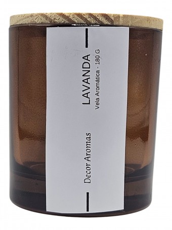 Vela Agata Ambar Lavanda - 180 gramas - com Tampa Pinus 