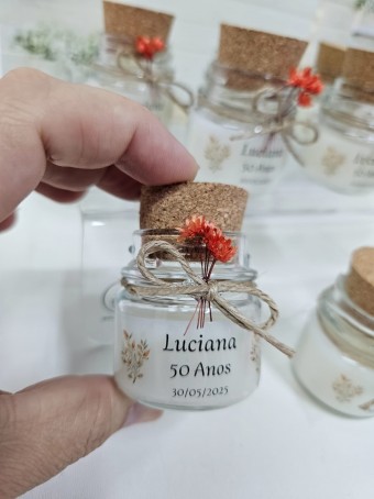 Mini vela aromática lembrancinha - tampa Rolha  - 30 gramas - Personalizada