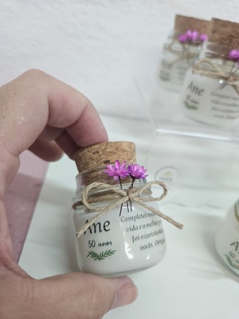 Mini vela aromática lembrancinha - tampa Rolha  - 30 gramas - Personalizada