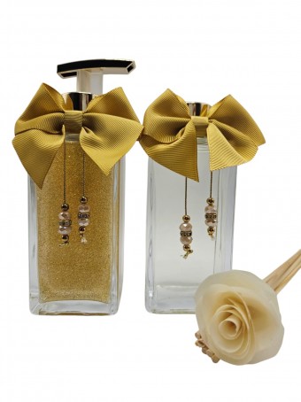 Kit Sabonete Liquido e Aromatizador Dourado 250 Mls