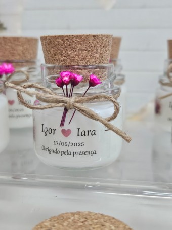 Mini vela aromática lembrancinha - tampa Rolha  - 30 gramas - Personalizada