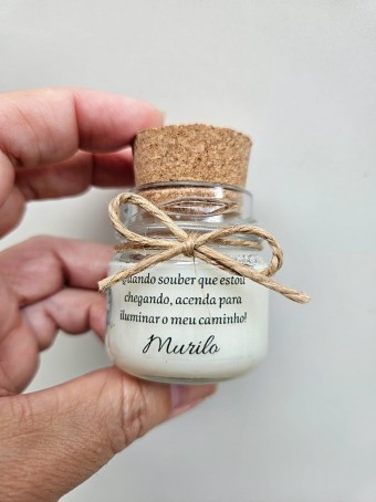 Mini vela aromática lembrancinha - tampa Rolha  - 30 gramas - Personalizada