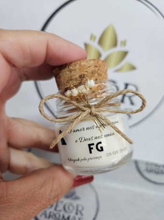 Mini vela aromática lembrancinha - tampa Rolha  - 30 gramas - Personalizada